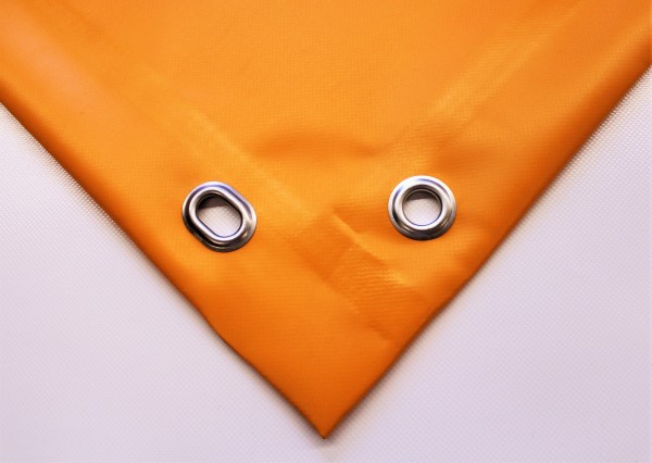 PVC matt mit Saum und Ovalösen alle 100cm, orange hell