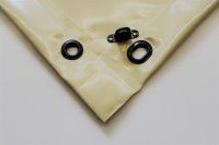 Vorschau: mit Saum und Ovalösen alle 1m, beige, inkl. Drehwirbel Vorschau: mit Saum und Ovalösen alle 1m, beige, inkl. Drehwirbel